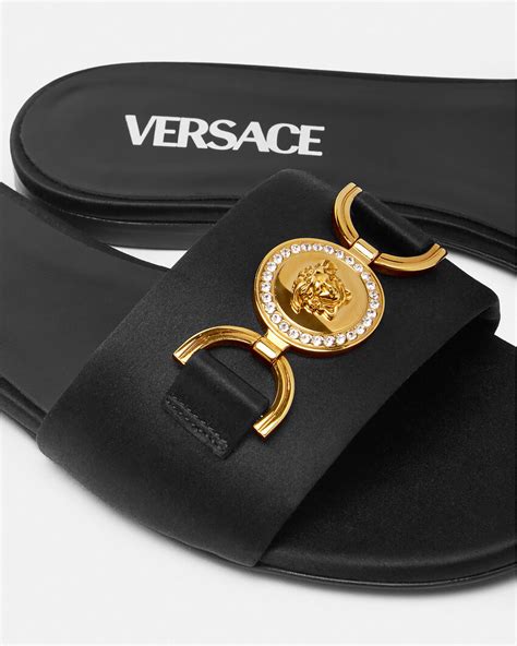 versace sandals medusa strappy|medusa '95 satin flat sandals.